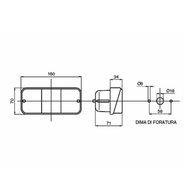 Fanale posteriore alogeno dx 162x70mm - Lampadine incluse