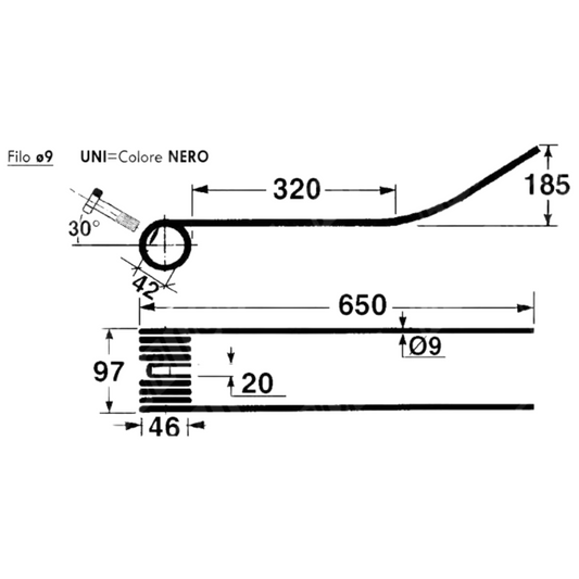 Dente/Molla per giroandanatore/ranghinatore CIMAC - DONDI - OMMA