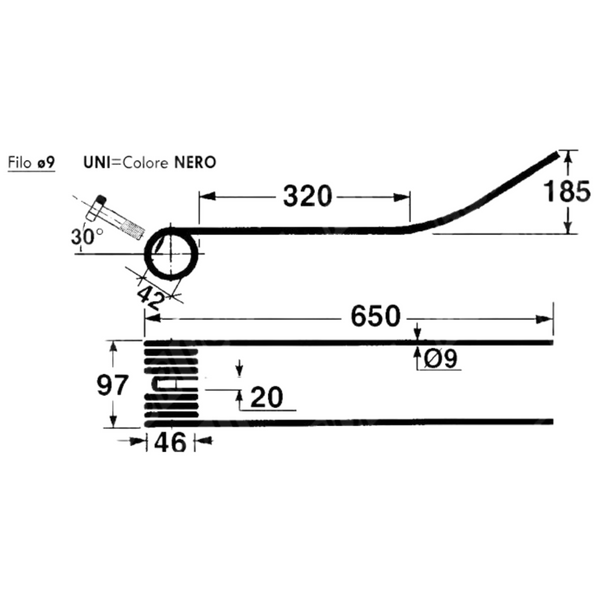 Dente/Molla per giroandanatore/ranghinatore CIMAC - DONDI - OMMA - MIN. 3 PEZZI