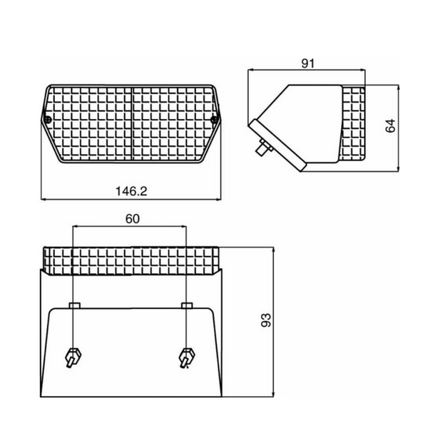 Fanale posteriore alogeno sinistro 145x65mm - Lampadine incluse