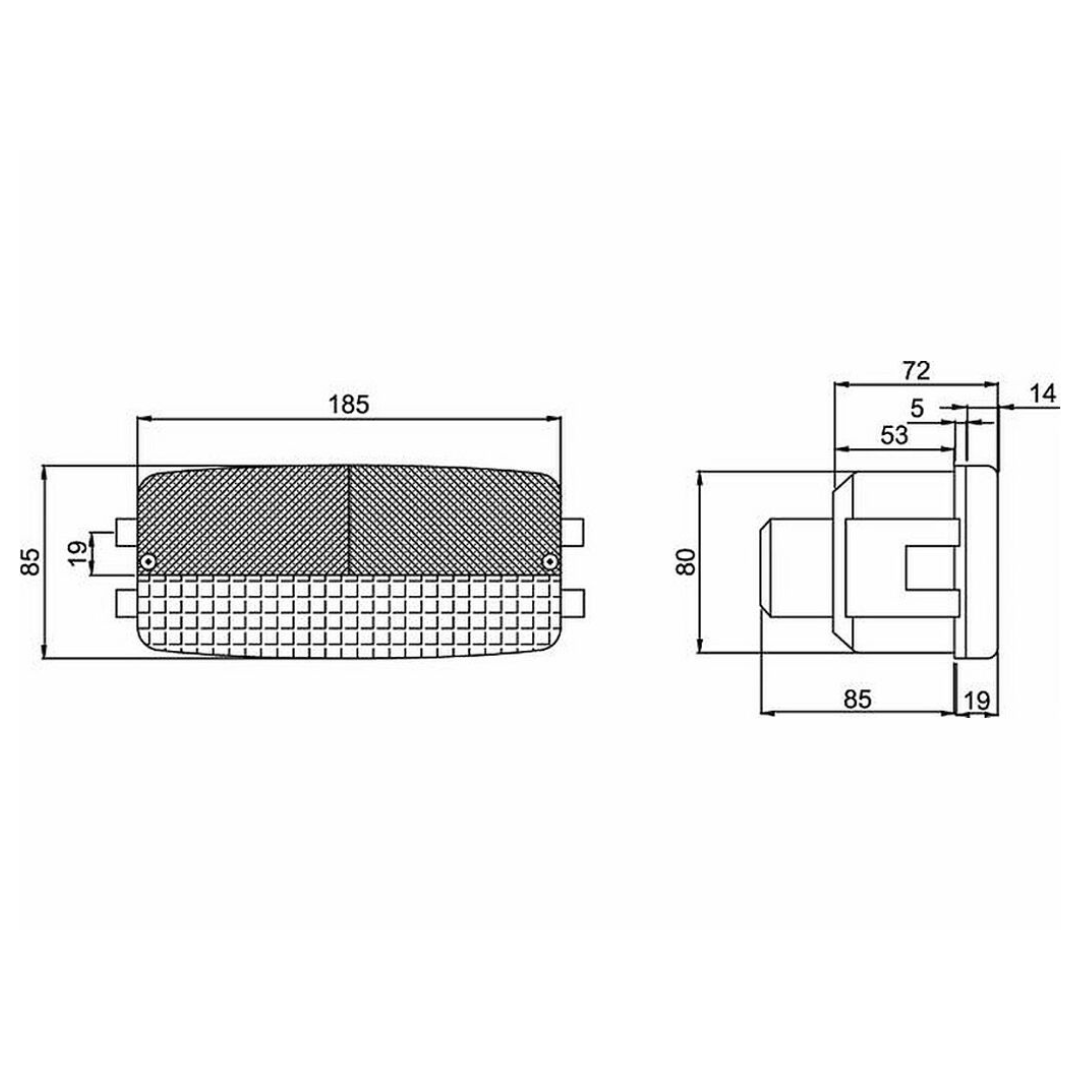 Fanale posteriore alogeno sinistro 185x85mm - Lampadine incluse