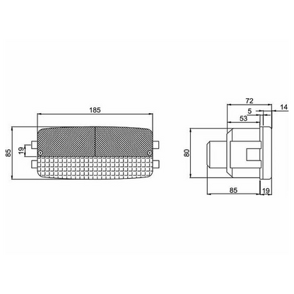 Fanale posteriore alogeno sinistro 185x85mm - Lampadine incluse
