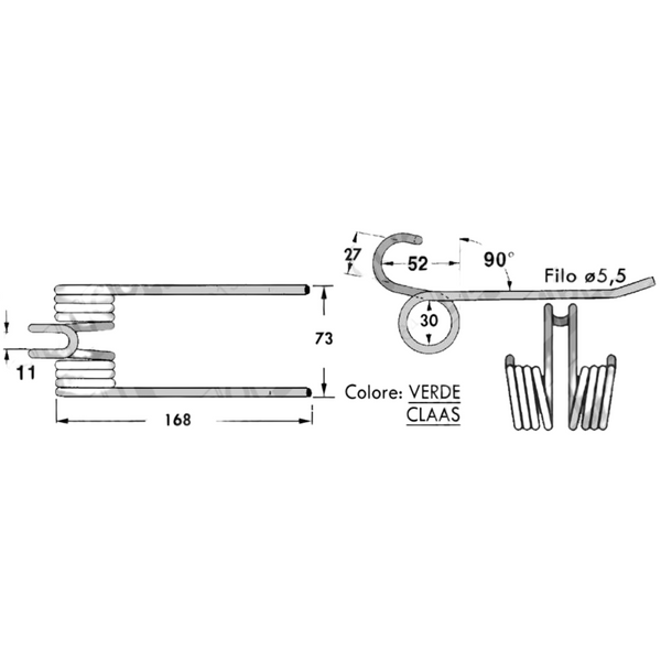 Dente/Molla per raccoglitore pressa/rotopressa SUPERTINO - WOLAGRI -OMAS -SCALVENZI - MIN. 10 PEZZI