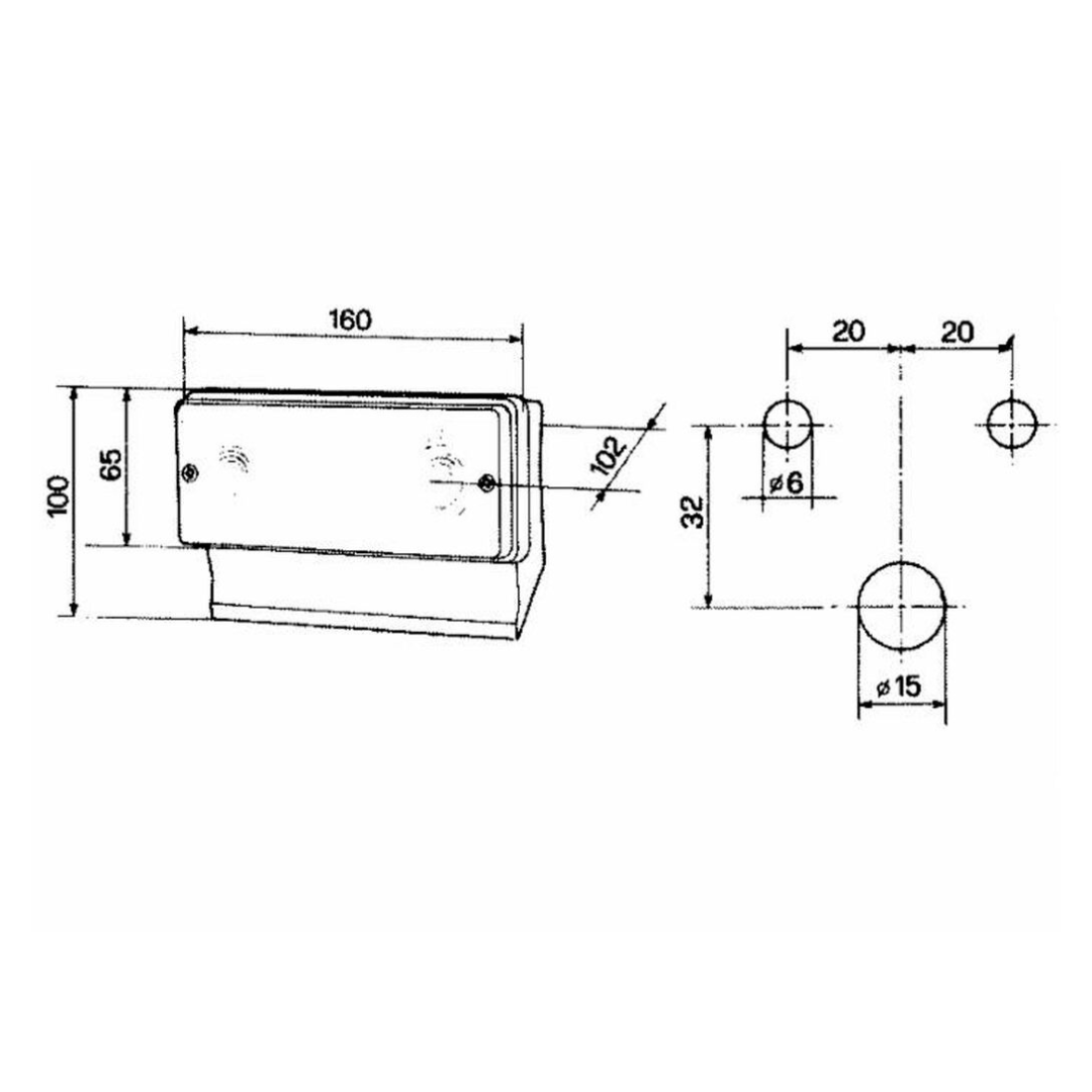 Fanale direzione e posizione sx 160x67mm.