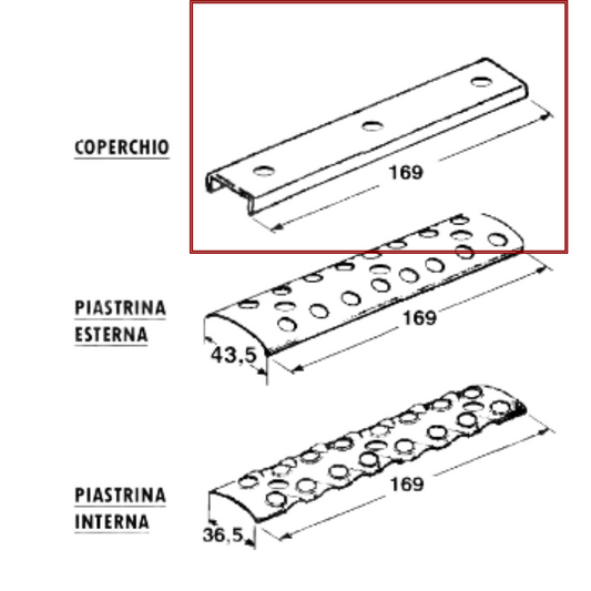 Coperchio riparo giunzione cinghia rotopressa legatore a rete 3 fori