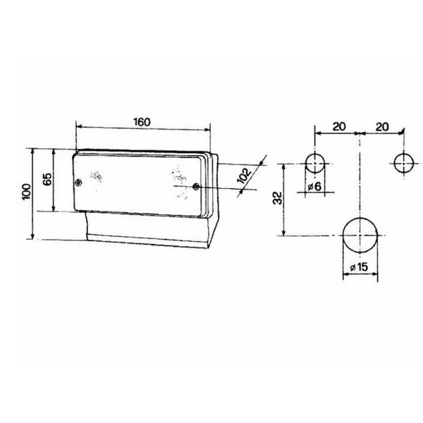 Fanale direzione e posizione dx 160x67mm adattabile a Cobo 03343000