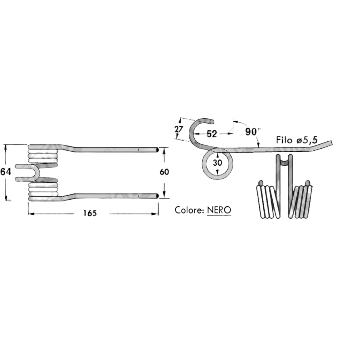 Dente/Molla per raccoglitore pressa/rotopressa FORT - MORRA - WOLAGRI - MIN. 10 PEZZI