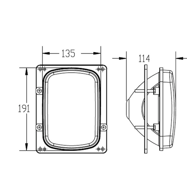 Proiettore anteriore 191x135mm adattabile New Holland 5138349 - Serie 90, serie 66. Lampadine incluse.