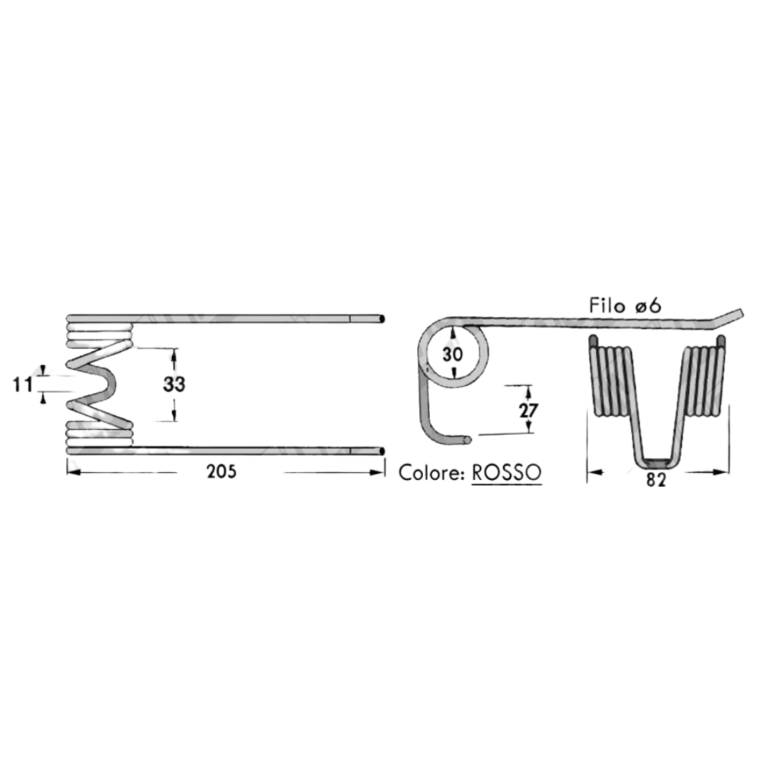 Dente/Molla per raccoglitore pressa/rotopressa ABBRIATA - MIN. 10 PEZZI