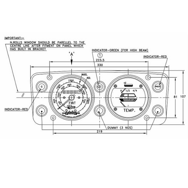 Quadro strumenti (cruscotto) completo adattabile al rif. Fiat 4334915 per Trattori Fiat serie "Nastro d'Oro"