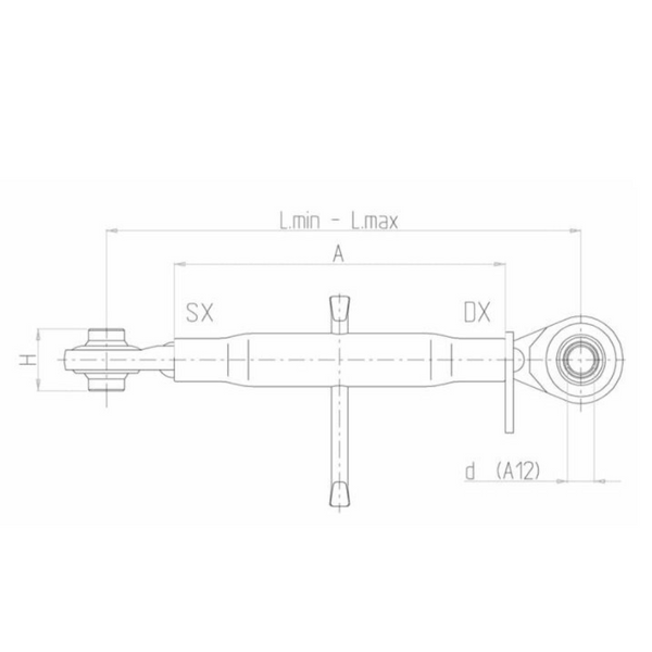 Terzo punto meccanico Basic cat. I-II M27x3 lunghezza 430-640mm