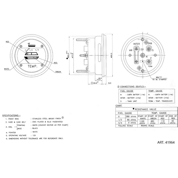 Indicatore di temperatura e livello carburante adattabile Fiat - Landini - Massey Ferguson