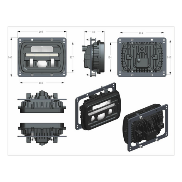 Fanale LED trattori Fiat serie 90 e 66, Case-IH, 12-24V, IP69K, abbagliante/anabbagliante, vetro temprato, connettore H4. Alta visibilità e omologazione ECE.
