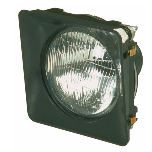 Proiettore asimmetrico 152x152 mm destro e sinistro per trattori Fiat, con luci abbaglianti e anabbaglianti. Lampadina inclusa, ricambio adattabile. 780 680 880