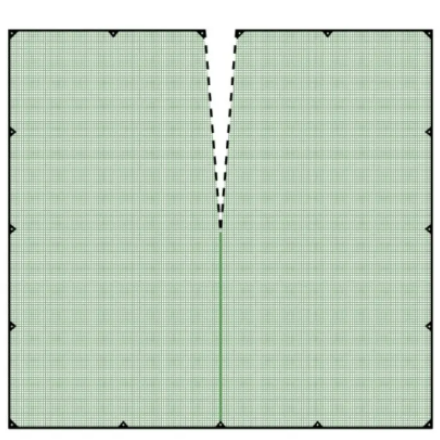 Rete olive 6x6 m antispina da 85 g/m² con spacco centrale. Modello Stars occhiellata, trattamento UV: robusta e resistente. Ideale per olive, noci e pistacchi. 