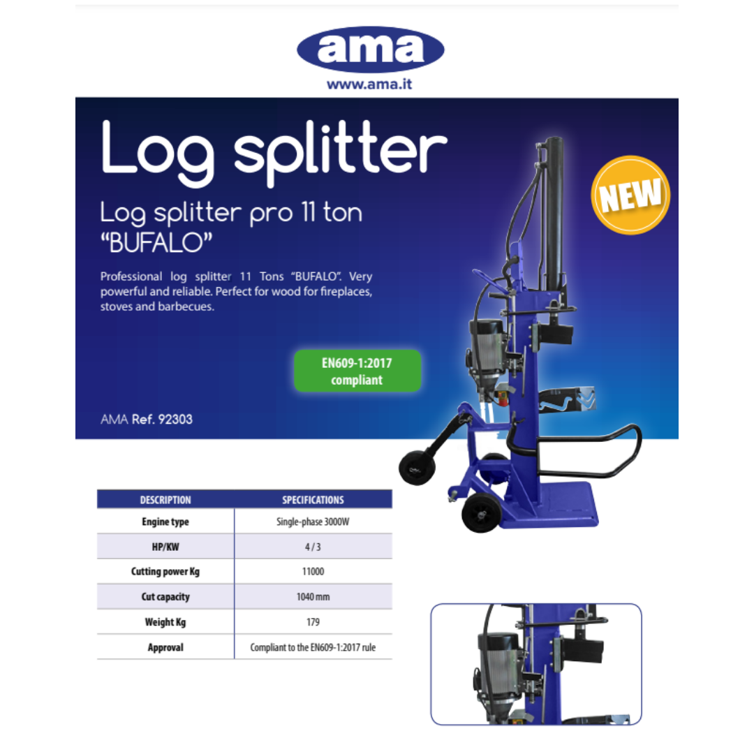 Spaccalegna Elettrico Verticale AMA PRO 11T "BUFALO"
