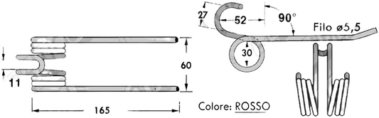 Dente/Molla per raccoglitore pressa/rotopressa SANTINI - GUIMA - I.M.R. - AMA - FORT