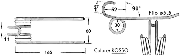 Dente/Molla per raccoglitore pressa/rotopressa SANTINI - GUIMA - I.M.R. - AMA - FORT  - MIN. 10 PEZZI