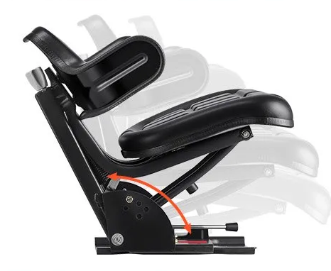 Sedile avvolgente per trattore con molleggio regolabile, 5 inclinazioni, sospensione interna e regolazione peso 50-120 kg. Comfort e sicurezza.