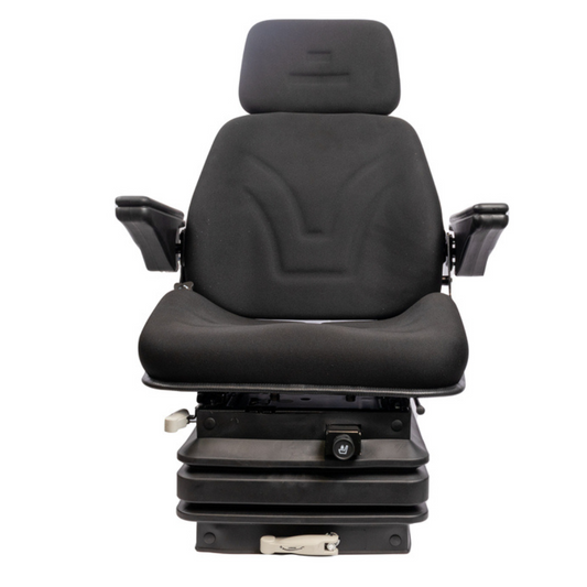 Sedile TOP in tessuto nero con molleggio PNEUMATICO per trattori Fiat 100/90 110/90 F100 F130 WINNER, New Holland, Same