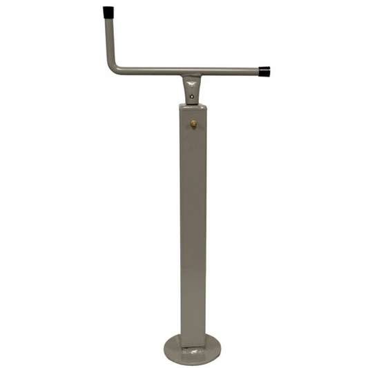 Piede d’appoggio con manovella superiore per rimorchi e carrelli, tubo 40x40 mm, altezza 532 mm, corsa vite 210 mm, portata max 200 kg."