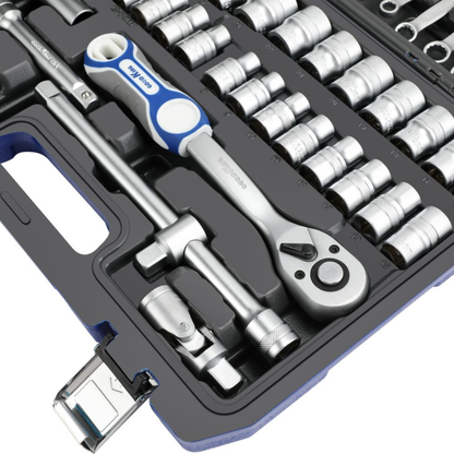 Set utensili Good King da 1/2" in valigetta antiurto. 44 pezzi al cromo vanadio: chiavi, bussole, cricchetto. Ideale per officine, agricoltura e hobbistica.