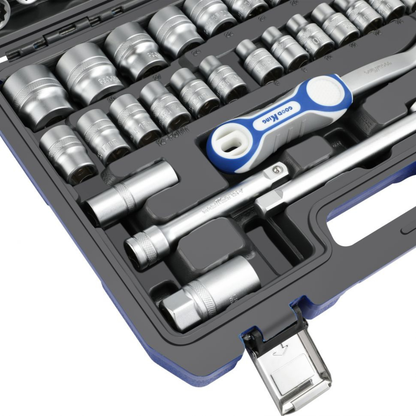 Set utensili Good King da 1/2" in valigetta antiurto. 44 pezzi al cromo vanadio: chiavi, bussole, cricchetto. Ideale per officine, agricoltura e hobbistica.