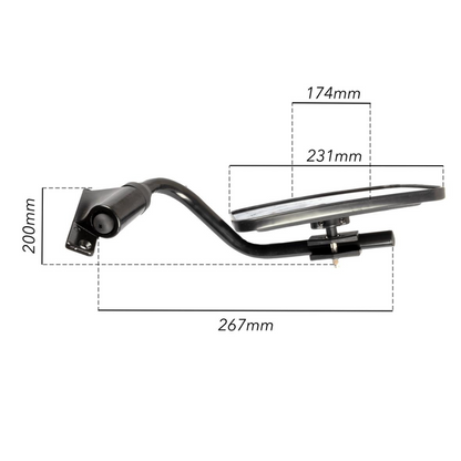 Specchietto retrovisore destro con coppa 230x180 mm e braccio 25 mm