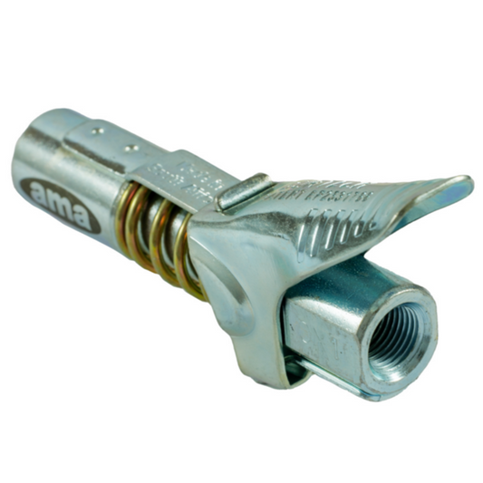 Testina ingrassaggio professionale M10x1 con attacco rapido, ganasce rinforzate e valvola anti-perdite. Facile da usare con una sola mano. Acquista ora!