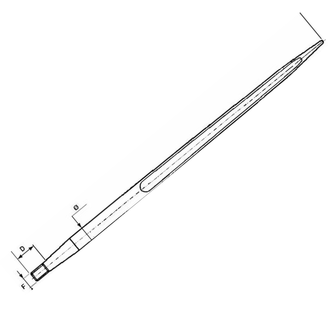 Punta filettata per caricatore rotoballe Ø 36X1100 MM - SHW Made in Germany