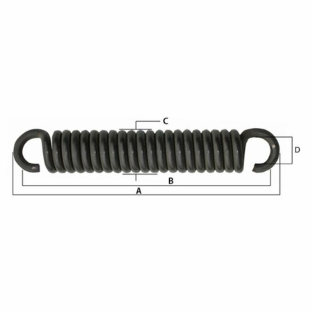 Molla per Tiller 320 mm con gancio aperto  Ø 11 mm