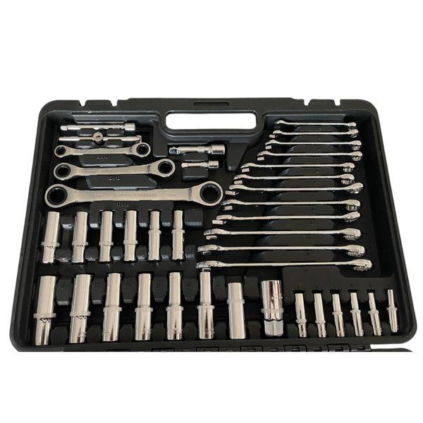 Set chiavi assortite 150 pezzi in valigetta. Include chiavi a bussola, cricchetto, inglesi, brugola. Qualità professionale per officina e fai-da-te. Dr. Socket.