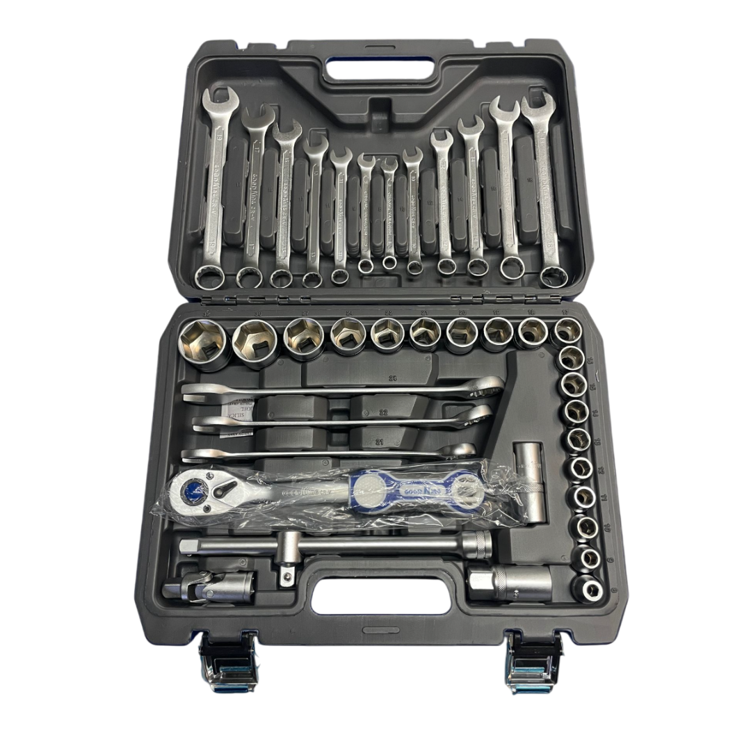 Set chiavi assortite GOOD KING 41 pezzi con bussola, cricchetto e chiavi combinate in acciaio cromo vanadio. Valigetta antiurto, qualità professionale.