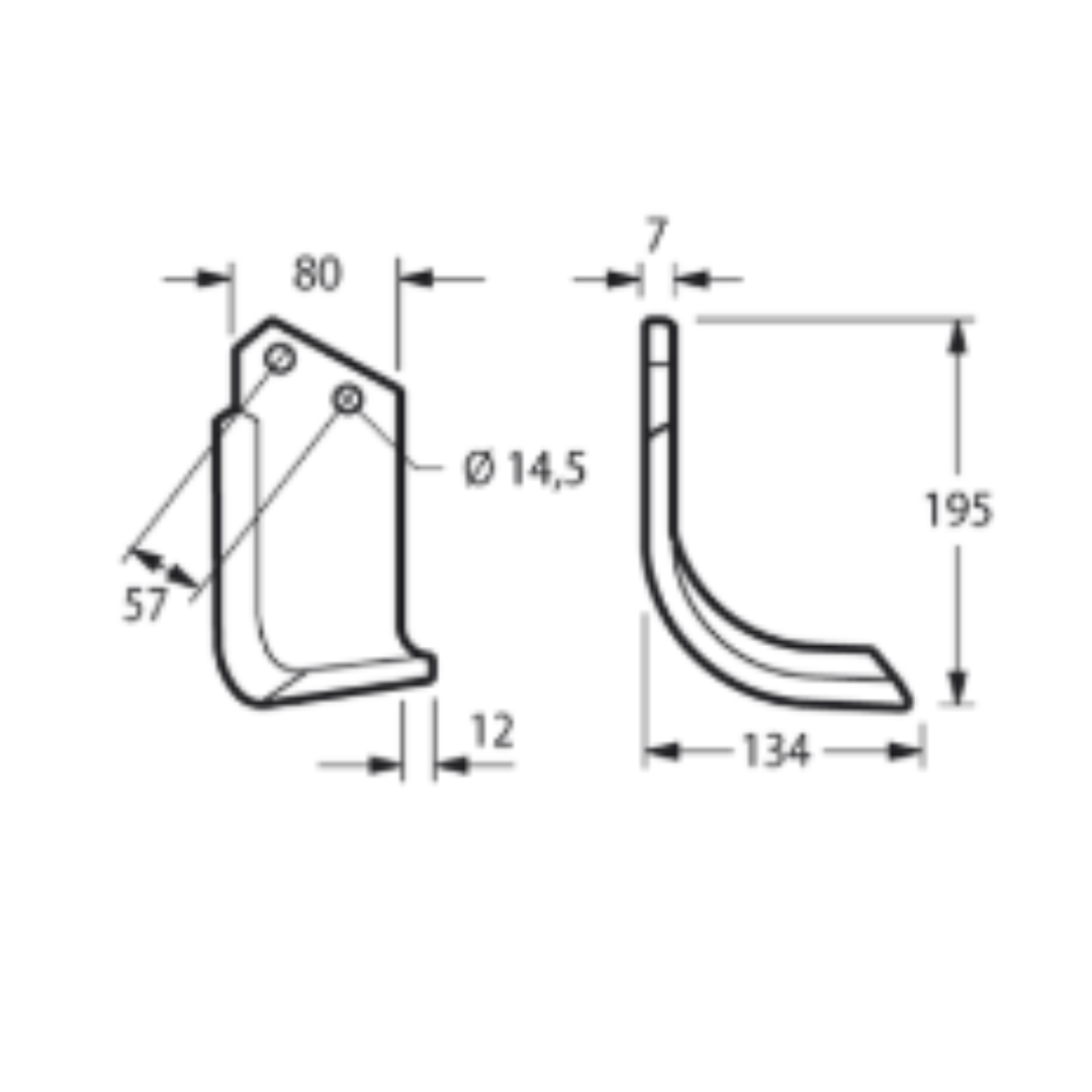 Zappa fresa Celli E, F, HV, E, HF curva 80x7