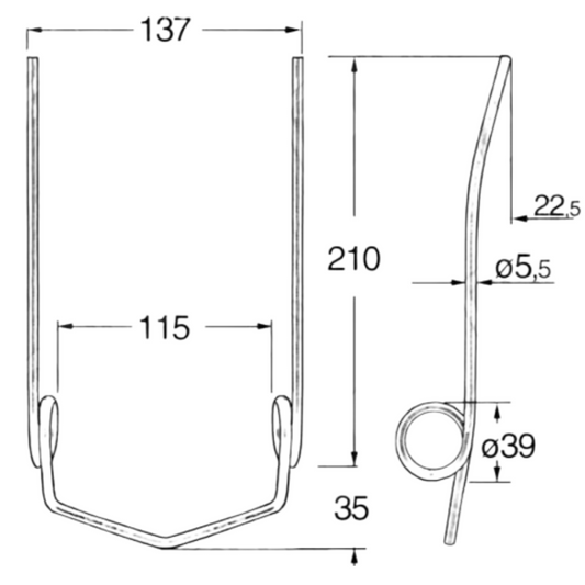 Dente molla aspo doppia peer barra di taglio mietitrebbia Laverda.

Riferimento originale: 1.2449

Ricambio robusto e flessibile per un raccolto efficiente e continuo.