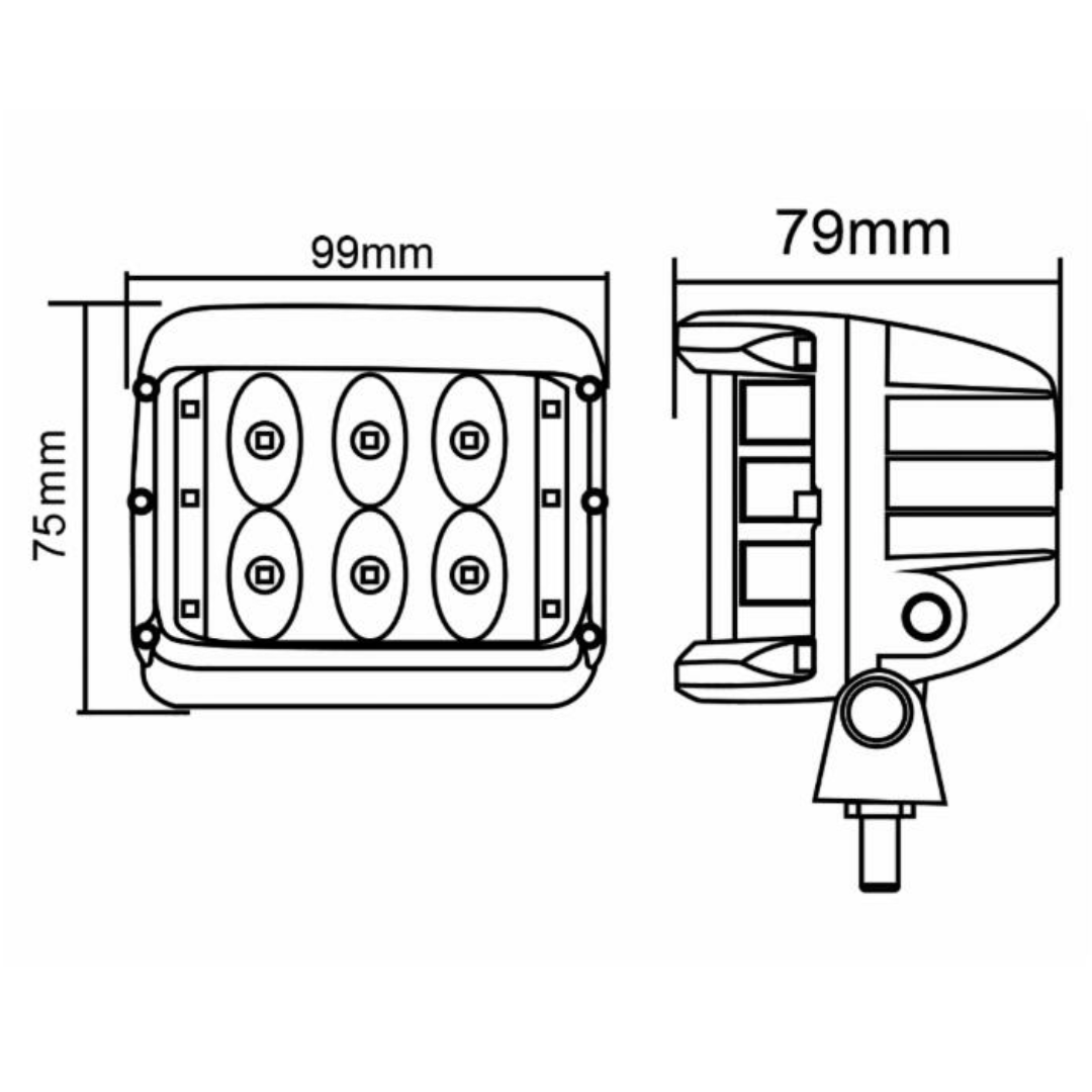 Faro LED 36W compatto e potente, 2800 lumen, IP67, 12 LED Cree. Resistente, efficiente e ideale per lavori professionali con trattore, muletto, escavatore.