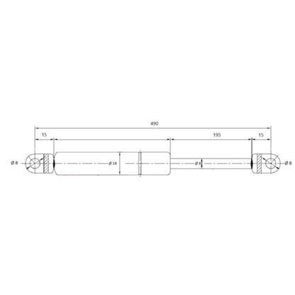 Molla a gas 200 N da 490 mm per lunotto posteriore Fiat. Compatibile con codici 5113767 e 5129427 per Serie 46, 56, 66, 76, 80, 86, 90 e 94.