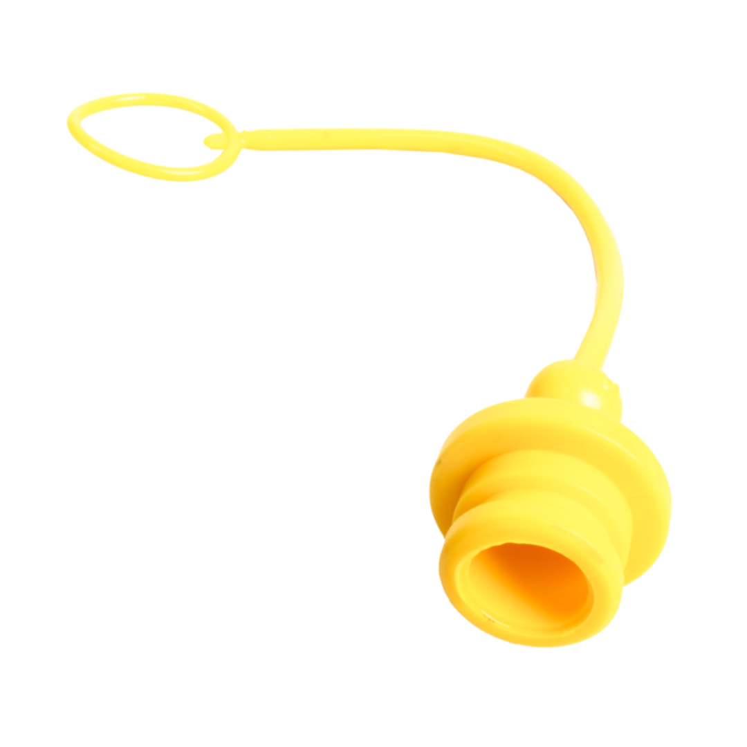 Tappo parapolvere giallo per innesti rapidi femmina M1/2" ISO 7241-A. Protegge da polvere e sporco, ideale per applicazioni agricole e industriali