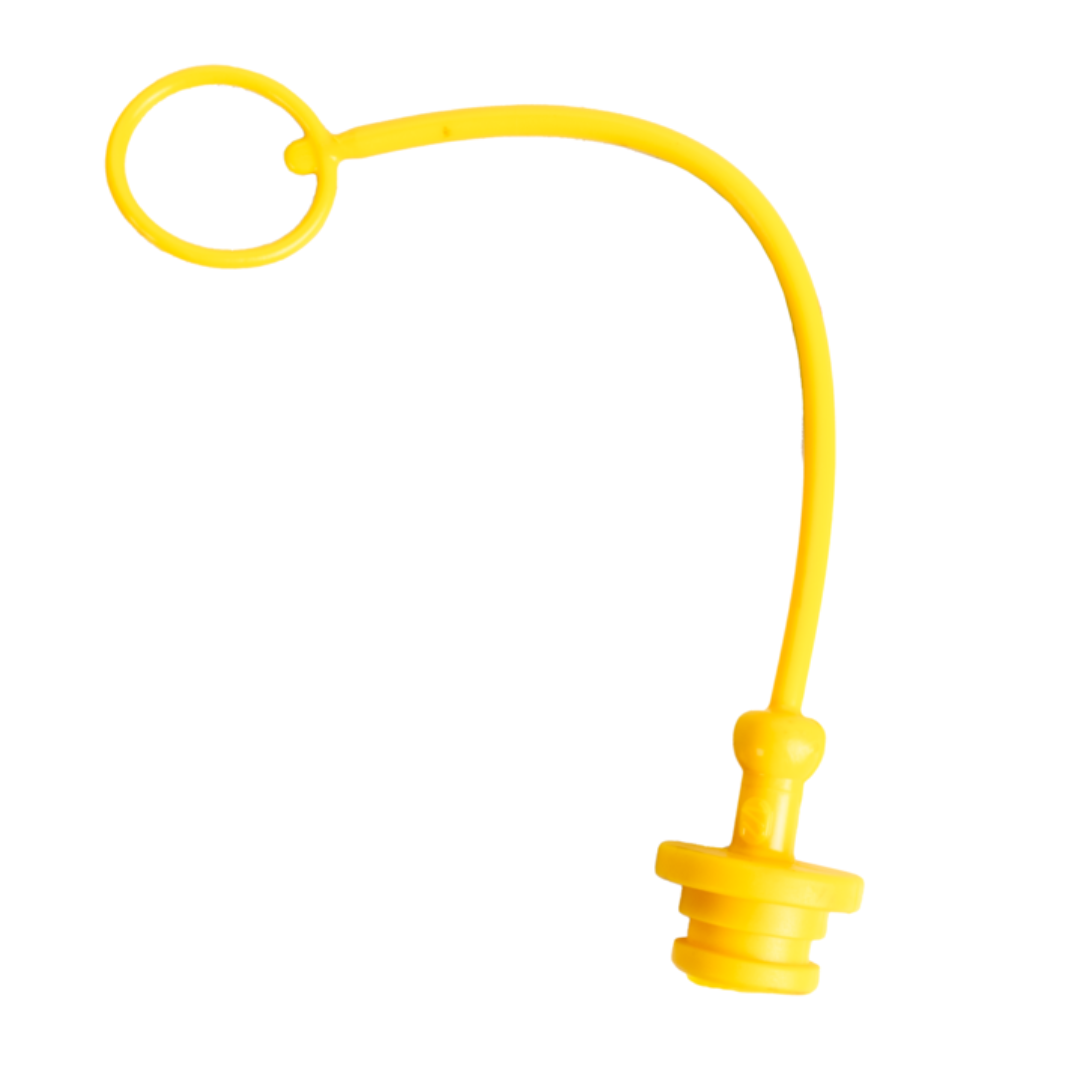 Tappo parapolvere giallo per innesti rapidi femmina M1/2" ISO 7241-A. Protegge da polvere e sporco, ideale per applicazioni agricole e industriali